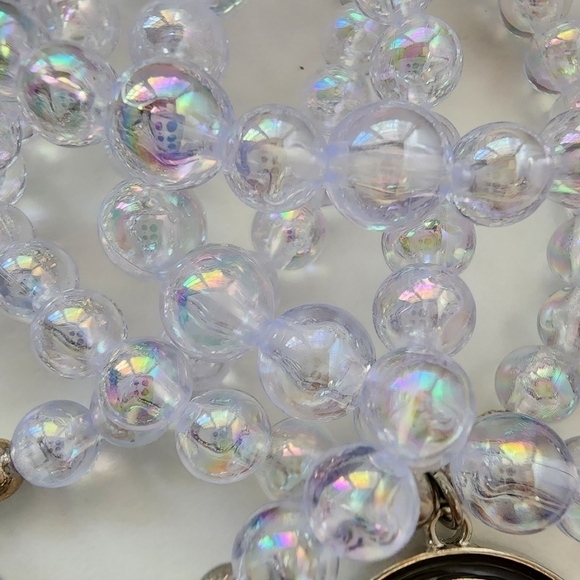 NWT Black Girl Melanin Afro Rainbow Heart AB Iridescent Ball Charm Bracelet Set - Picture 4 of 9